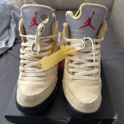 JORDAN 5 RETRO SP (GS) OFF-WHITE sail/fire Red/muslin Black 