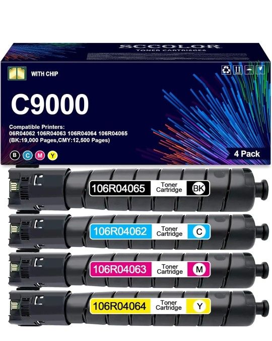 C9000 Toner Cartridge High Yield Compatible VersaLink C9000 Toner Cartridge Replacement for Xerox Versalink C9000 C9000DT Color Printer.06R04062 106R0