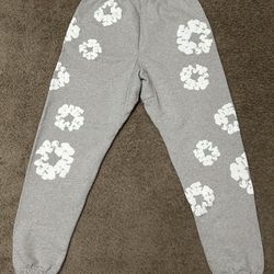 Gray Denim Tear Wreath Sweatpants
