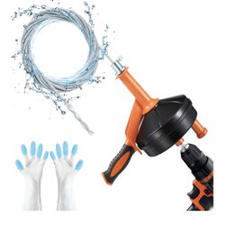 Drain Auger, Clog Remover with Drill Adapter, 25 Feet Flexible Plumbing Snake Use Manually or Powered for Kitchen, Bathroom and Shower Sink, Comes wit