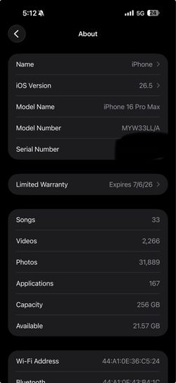 iPhone 16 pro max- 256GB Black