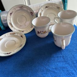 Gibson Country Themed Cups And Saucers Set Of 3
