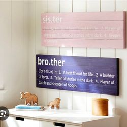 Pottery Barn Bro & Sis Signs