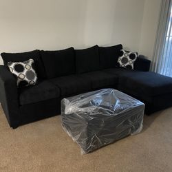 Black Sectional With Ottoman ‼️take It Home With $39 Easy Approval ‼️