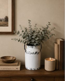Rustic Distressed Metal Milk Can Vase