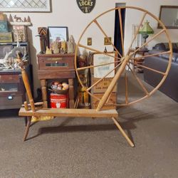 Antique Wood Spinning Wheel - $295