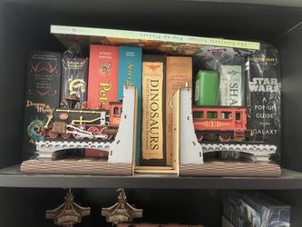 Wooden Train Bookends Hand Assembled