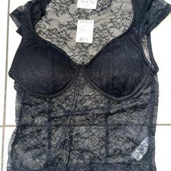 Jolie&Joy Black lace corset top  Size M zz 
