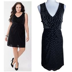 Brand New Lane Bryant Black Velvet Striped Dress - Size 18/20