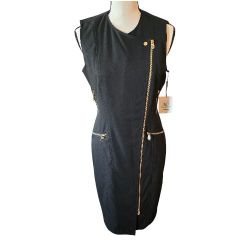 Calvin Klein Dress W/Pockets & Gold Hardware Size 8 Black New