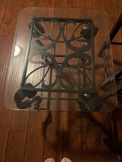 Glass & iron side table