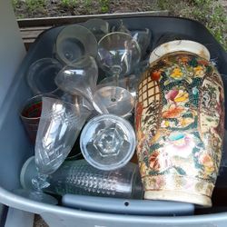 Used Crystal And Vases 3 Containers Read Discription 