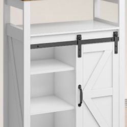 Storage Cabinet With Sliding Door Farmhouse Style 