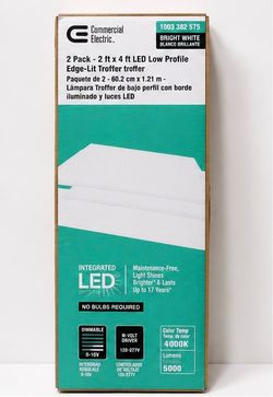 Commercial Electric 2-Pack 2x4 LED Edge-Lit Troffer Panel Lights – 4000K Bright White – New in Box
