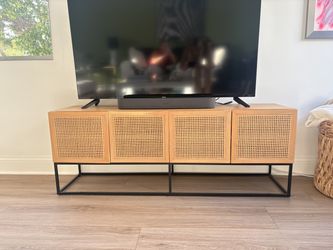 Mid-Century Modern Rattan TV Stand