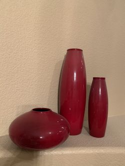 Set Of Red Amano vases