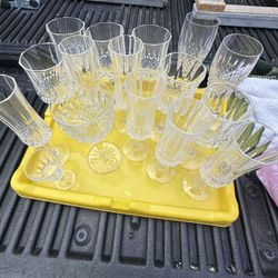 Crystal goblets, glasses, flutes 