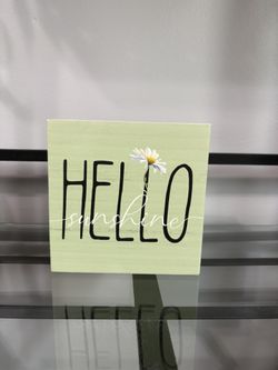 Wooden Box Sign Desk Decor, Hello Sunshine Sign 5x5 inch