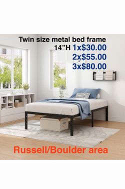 Metal Bed Frame,Twin Size Bed Frame with Storage Space, 14”H. Russell/Boulder area
