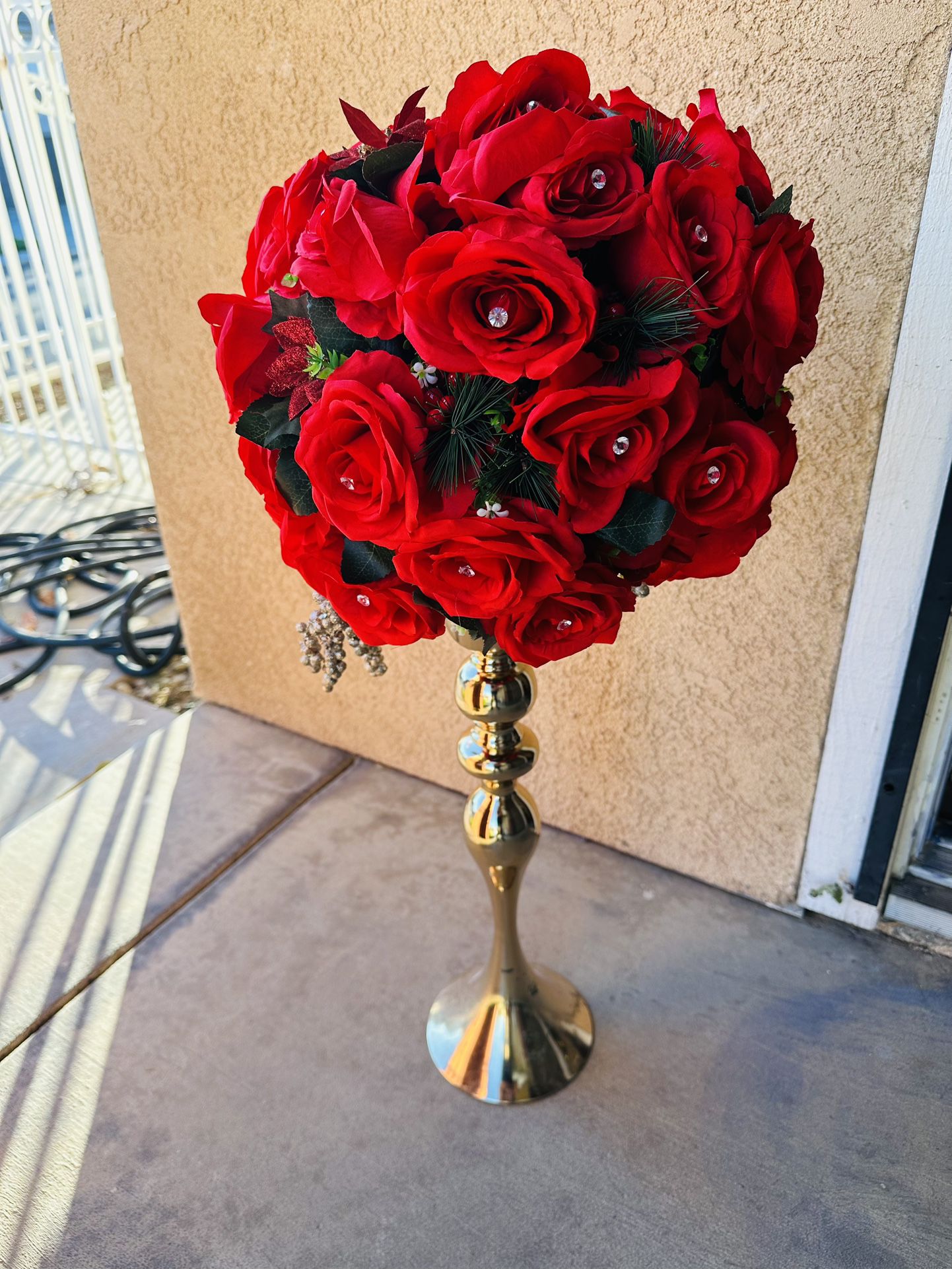 Candle Holder Pillar For Flower Arrangements (flowers Not Included) 