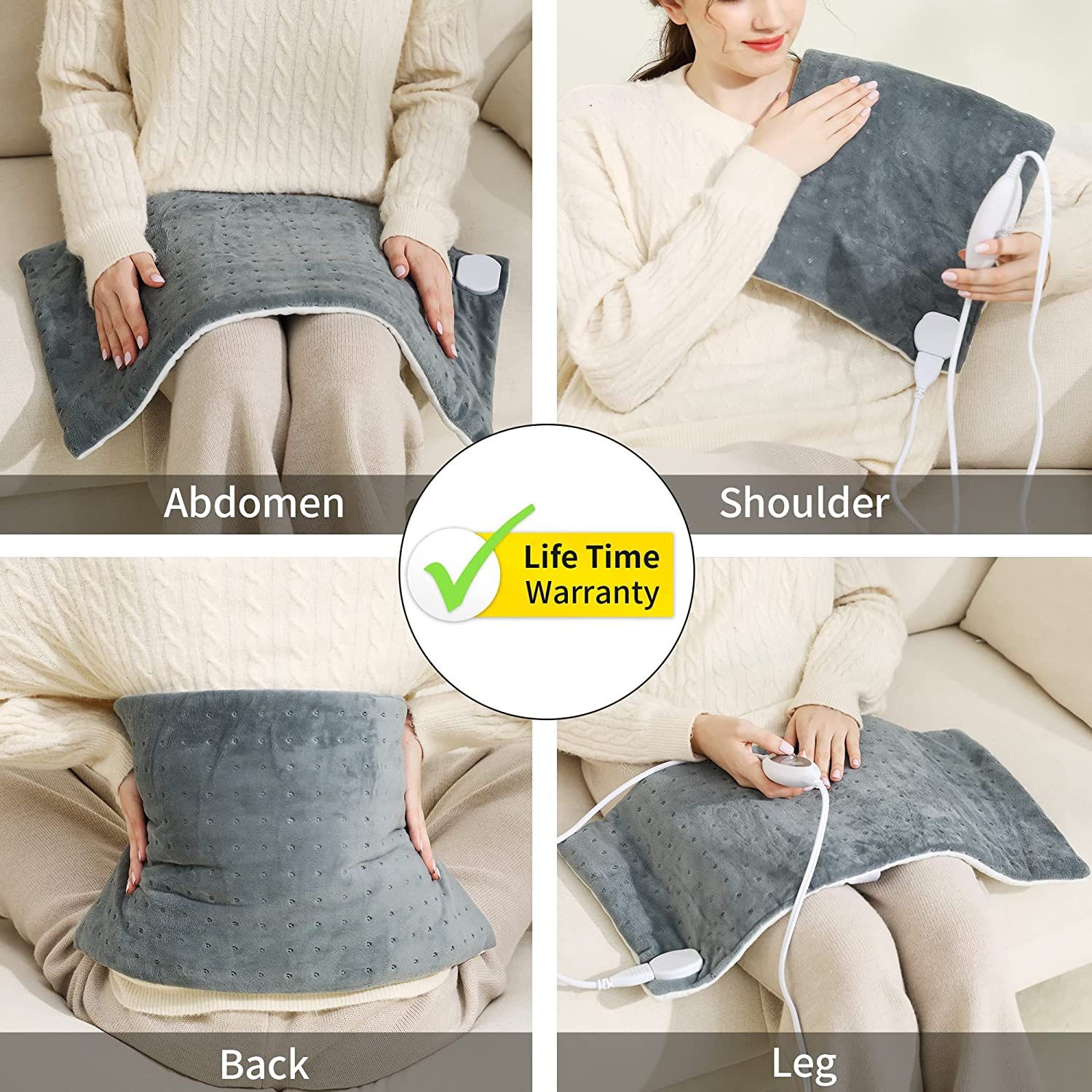 Heating Pad , Electric Weighted Heating Blanket for Back Pain Relief , Heat Therapy 6 Heat Settings, Washable , Auto-Off for Neck Shoulders Arthritis