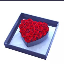 Preserved Roses Heart Shape Acrylic