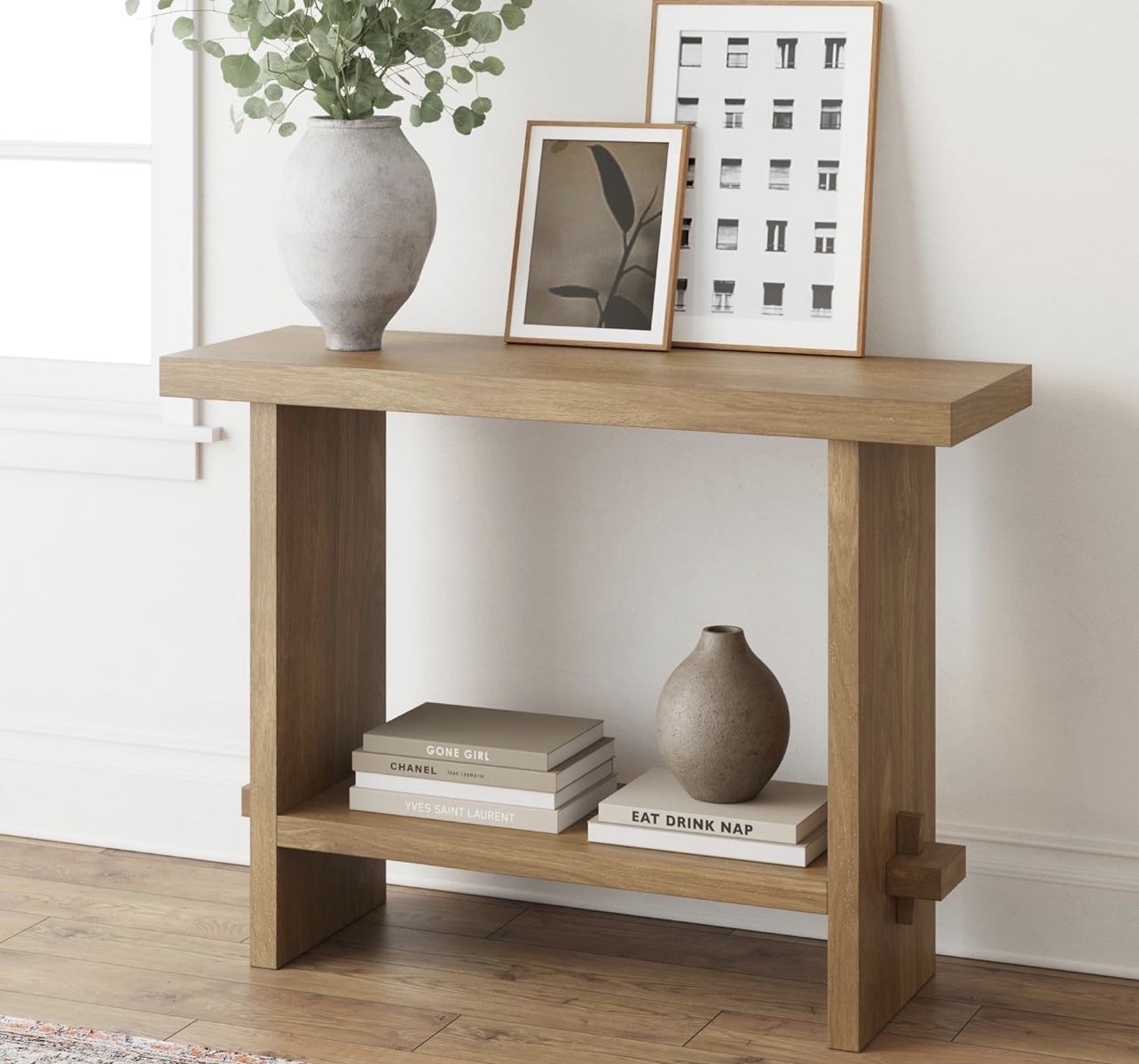 Wood Console Table Light Brown