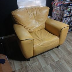 Yellow Leather Couch For Sale!!