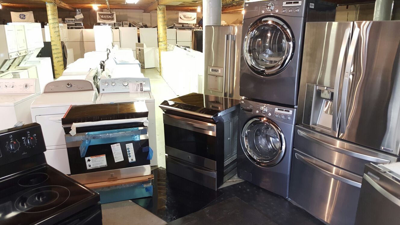 Huge Liquidation Store Full Nice Certified Gently Used Refrigerator Washer Dryer Stove Oven Stackable Samsung GE Whirlpool LG Kenmore Electrolux Bosh 
