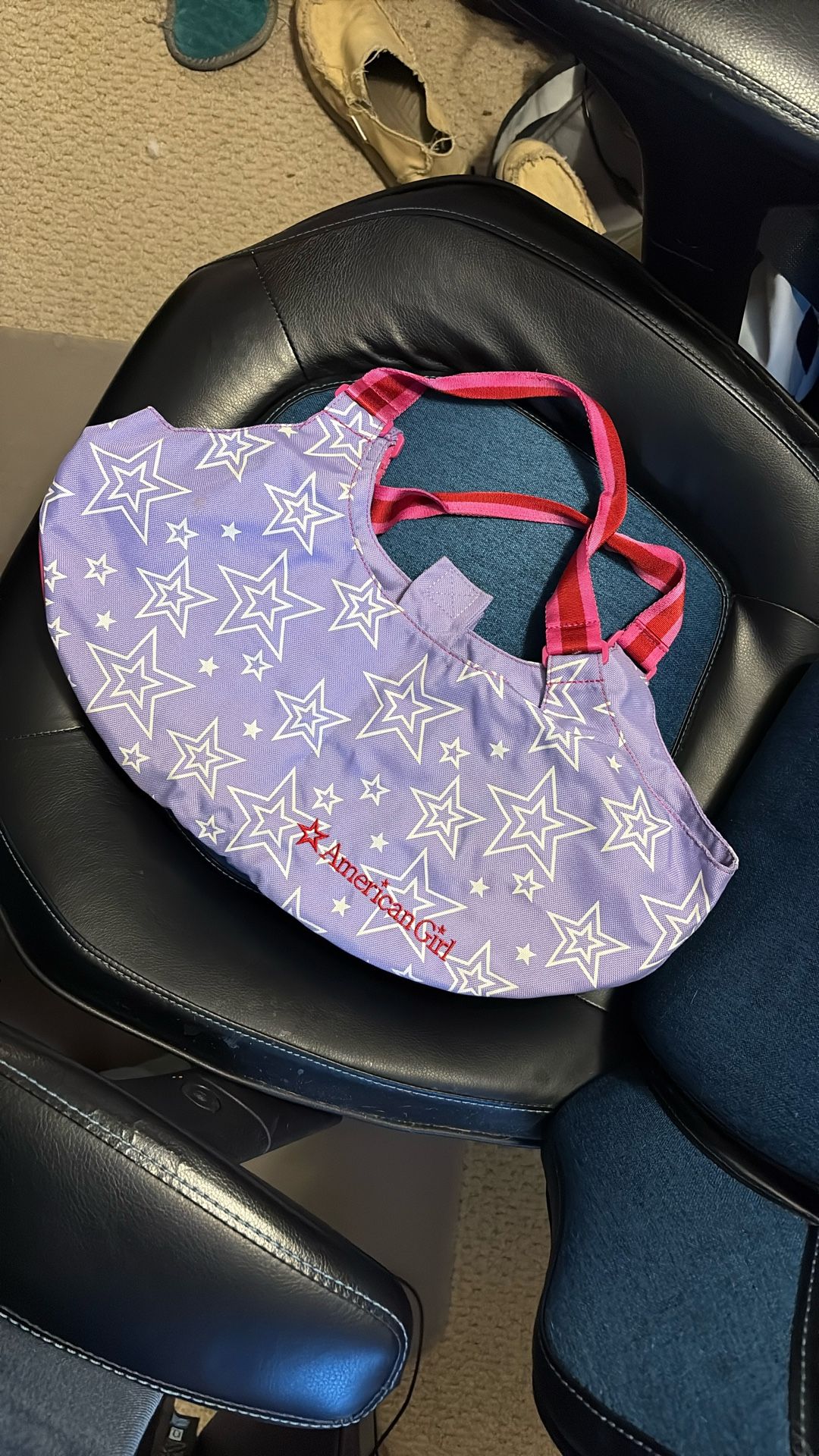 American Girl Doll Retired Purple White Stars Print Tote Bag Doll Carrier