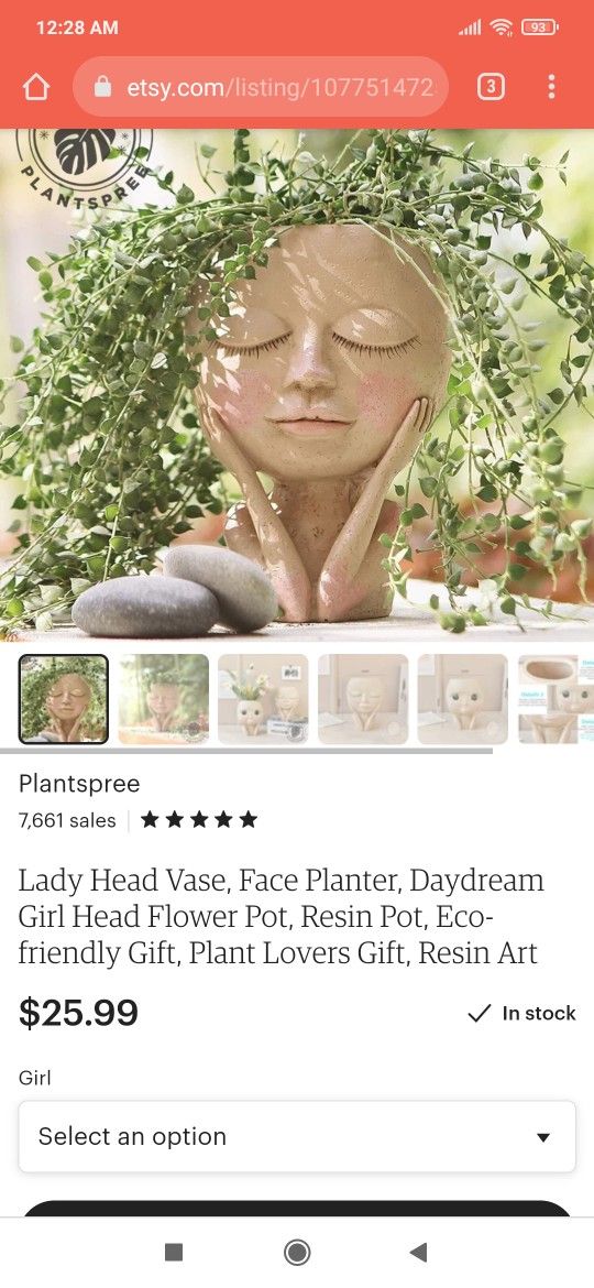 2 Head Faces Pots. Etsy Picture As Reference. 6,"X5". Price For Both With Saucers