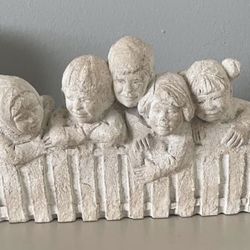 Vintage Austin Sculpture Hanging Out by Lydia Jordan 1987 Children at Fence 