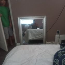 silver framed mirror 