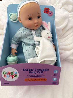 🩵 BRAND NEW Giggle Scape Snooze & Snuggle Baby Doll – 14” Baby Doll with Accessories 🩵