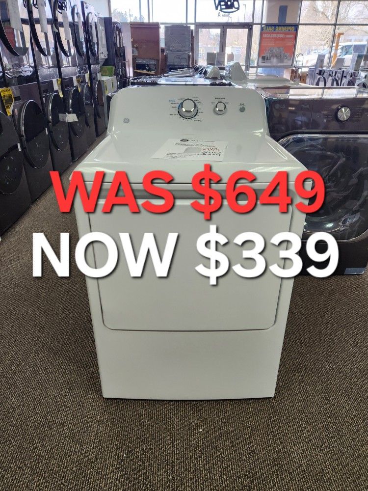 GE 6.2 CU.FT.CAPACITY
ELECTRIC DRYER WITH UP TO 120
FT. VENTING AND SHALLOW DEPTH