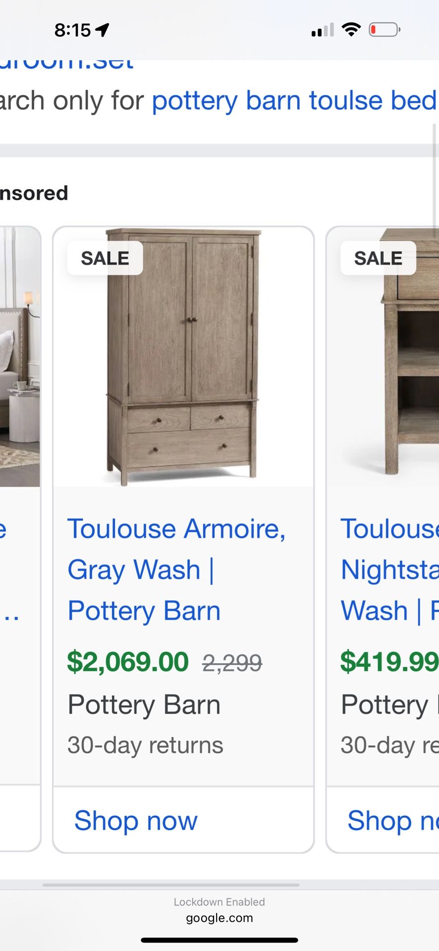 9 Month Old Pottery Barn armoire