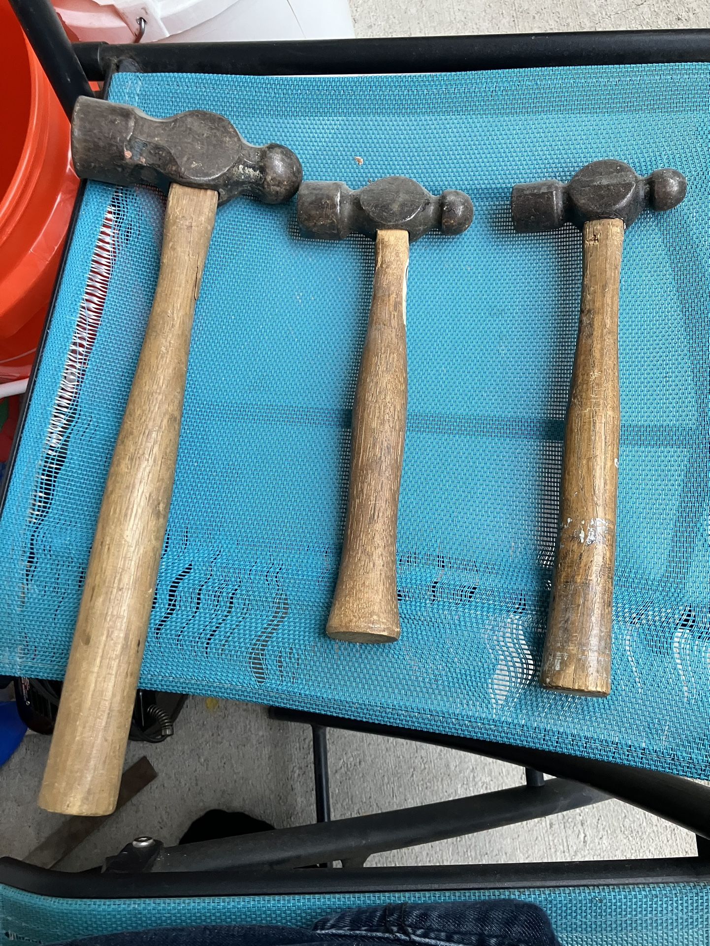 Three ball-peen hammers, machinist's hammers