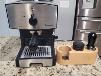 Capresso Espresso Machine + Porta Filter Leveler and Spring Loaded Tamper with Caddy