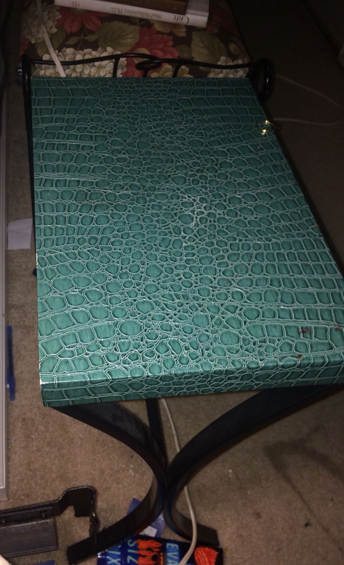 Faux alligator skin mini end table