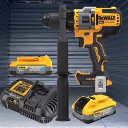 Dewalt flexvolt advantage hammer drill with powerstack 5ah battery, compact battery and 6amp charger