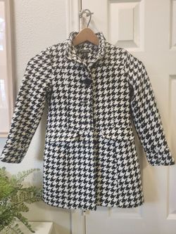 George Girls Black White Houndstooth Button Coat Size S 6-6X