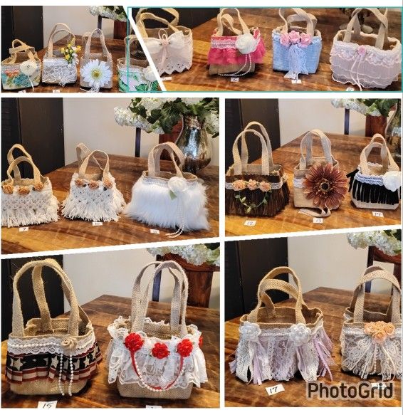 Rustic Burlap Baskets/purses For Toddler Girls