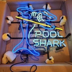 Real Neon Sign, Pool Shark 3 Color Neon, New In Box 18" H X 17" W