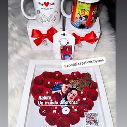 Custom made wedding anniversary gifts 👩‍❤️‍💋‍👨🎁❤️  personalized QR code flowers shadow box