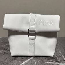 Dior Beauty white faux leather roll-top cosmetic pouch