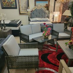 Outdoor patio Loveseat + 2 Chairs + Coffee Table