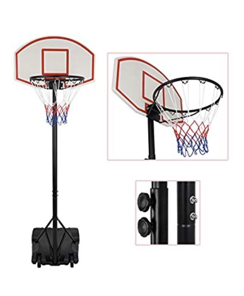 Kids Portable Height Adjustable Basketball Hoop Stand, 28 Inch Backboard, Basketball Goals Indoor/Outdoor