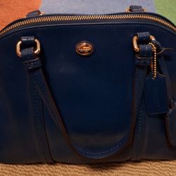 Teal Blue Coach Purse Handbag With Soulder Strap