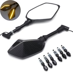 10mm 8mm LED Indicator Integrate Rearview Mirror For Honda Yamaha Suzuki Kawasaki PN: MT252-045-CN
