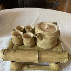 A Very Beautiful And Unique Set Of Chinese Zisha Teapot  / Cups/ And  Table Set Of Zisha From China  With Original Gift Box  $150